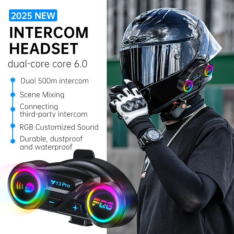 Casco Bluetooth 500M Walkie-Talkie Doppio Bluetooth 6.0 RGB Effetto di illuminazione Supporta la connessione al walkie-talkie di terze parti