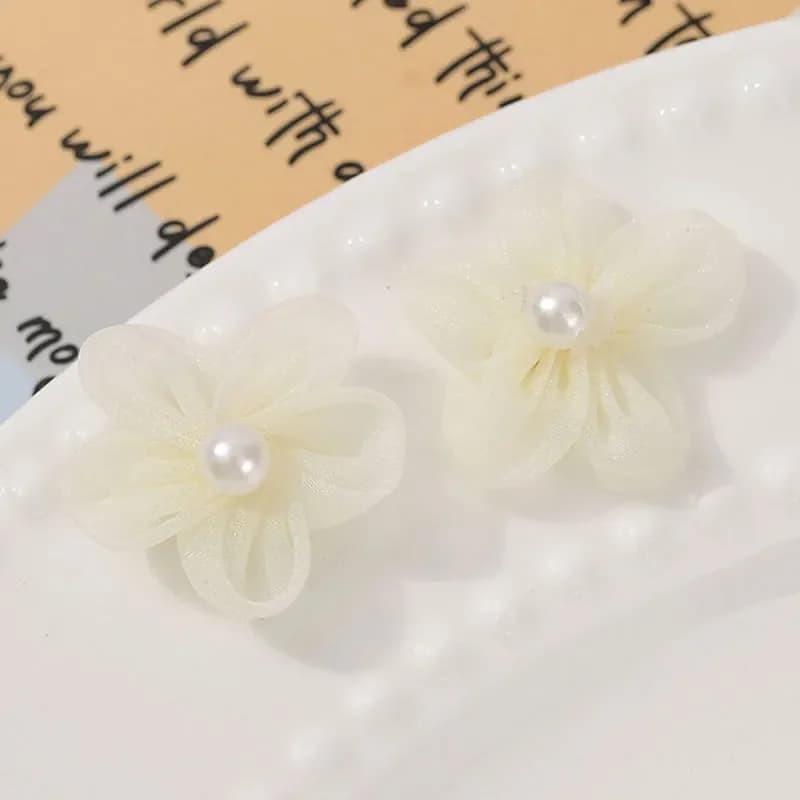 100 pezzi di filo di perle applicazioni di fiori fai da te abbigliamento da sposa decorazioni artigianali fiori finti con toppe di perle artificiali forniture per cucire