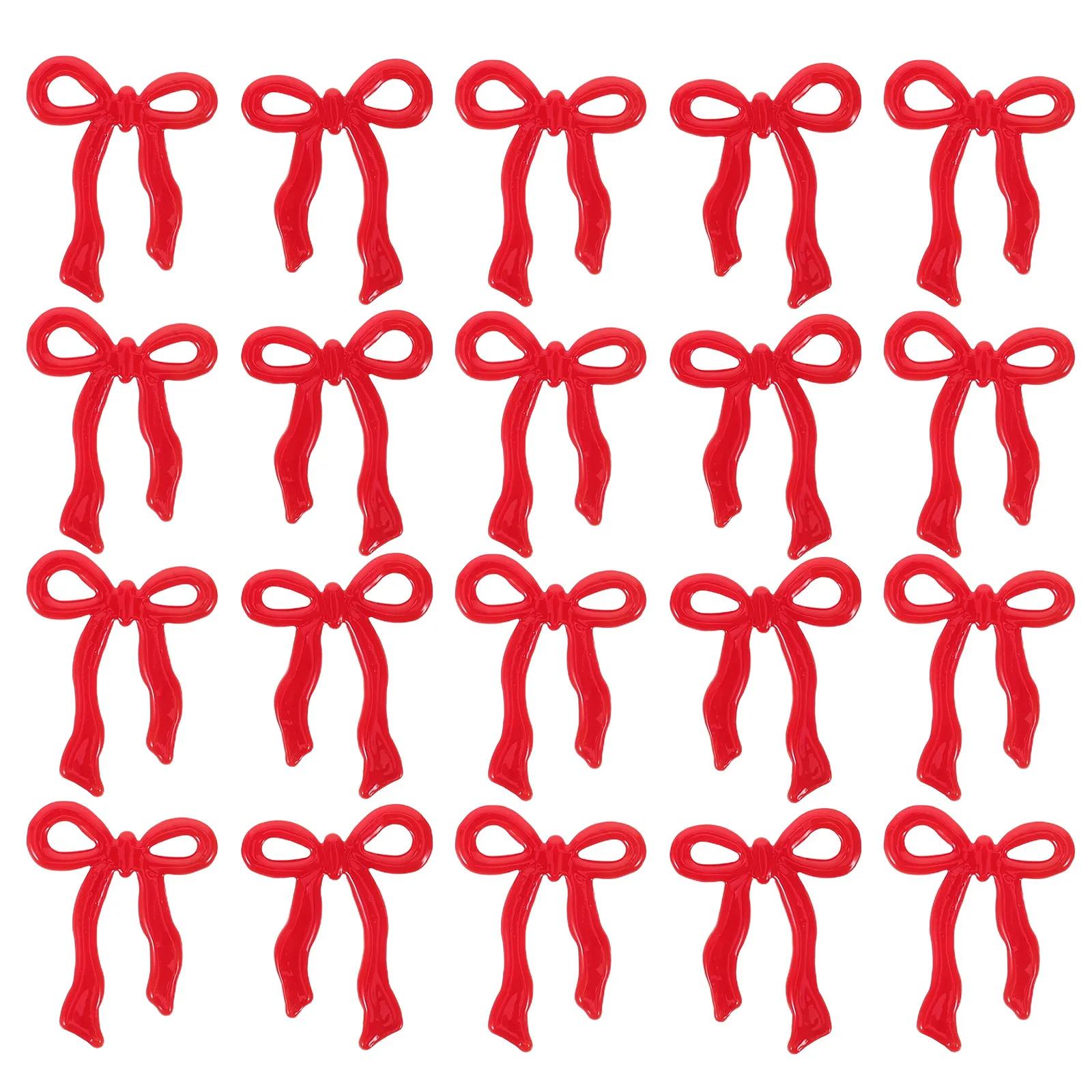 20 Pezzi di Charms a Forma di Fiocco in Vetro Rosso, Pezzi di Vetro a Mosaico Flatback, Forniture Fai-da-te per Creazioni Artigianali, Gioielli Fatti a Mano, Arte in Resina e Decorazioni per Unghie