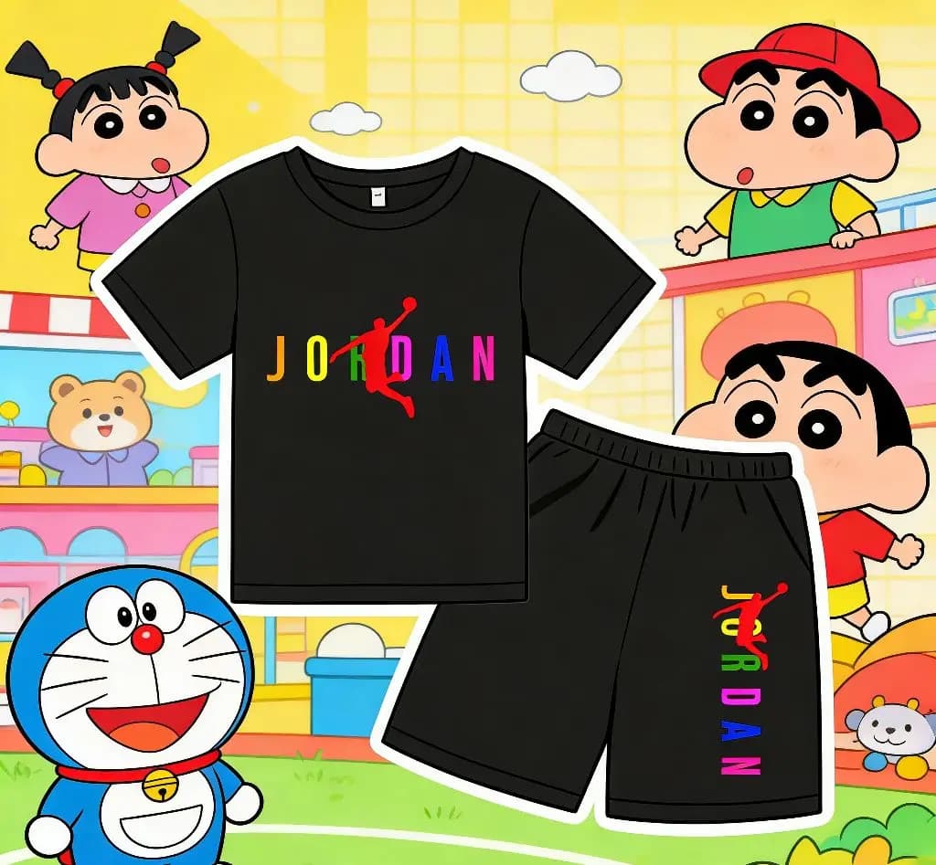 Set di abbigliamento sportivo estivo per bambini con motivo a lettere - T-shirt estive + pantaloncini - Stile accattivante - I ragazzi e le ragazze adoreranno
