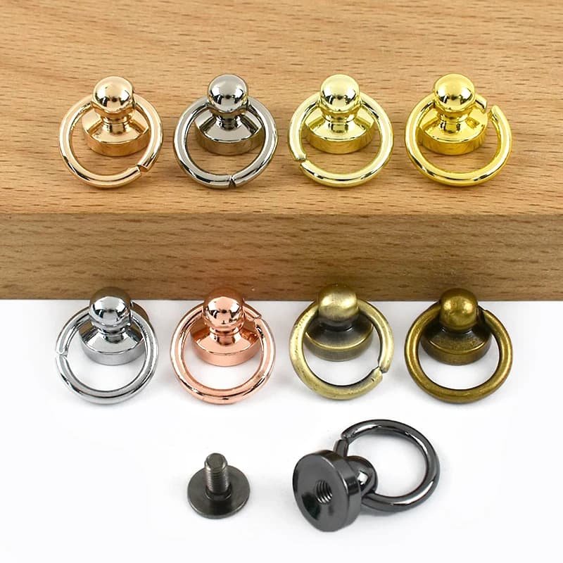 10-50Pcs 10mm Metal Bag Side Rivet Buckle Handbag Strap O Ring Connector Screw Stud Hook Purse Phone Shell Chain Nail Clip Clasp
