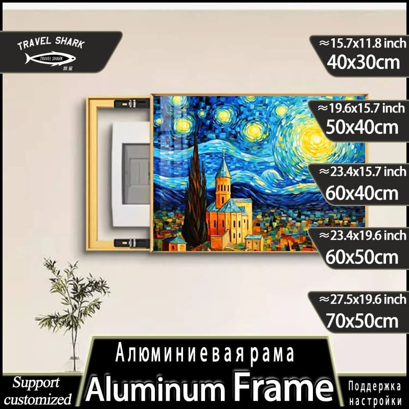 Minimalist Electric Meter Box Design Blocking Cover Home Living Room Wall Art Mural Poster Pictures Punch Free Custom