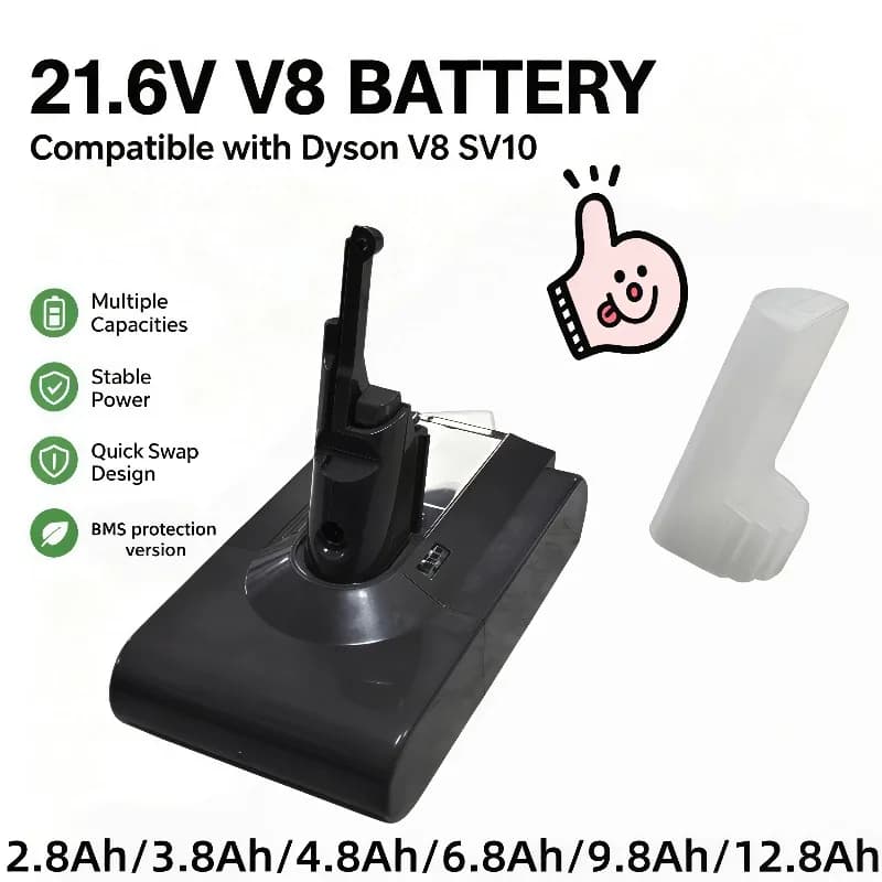 Brand‑New 21.6V V8 Rechargeable Li‑ion Battery 2.8Ah‑12.8Ah Compatible With SV10 V8 Absolute Cordless Vacuum Cleaner lpega