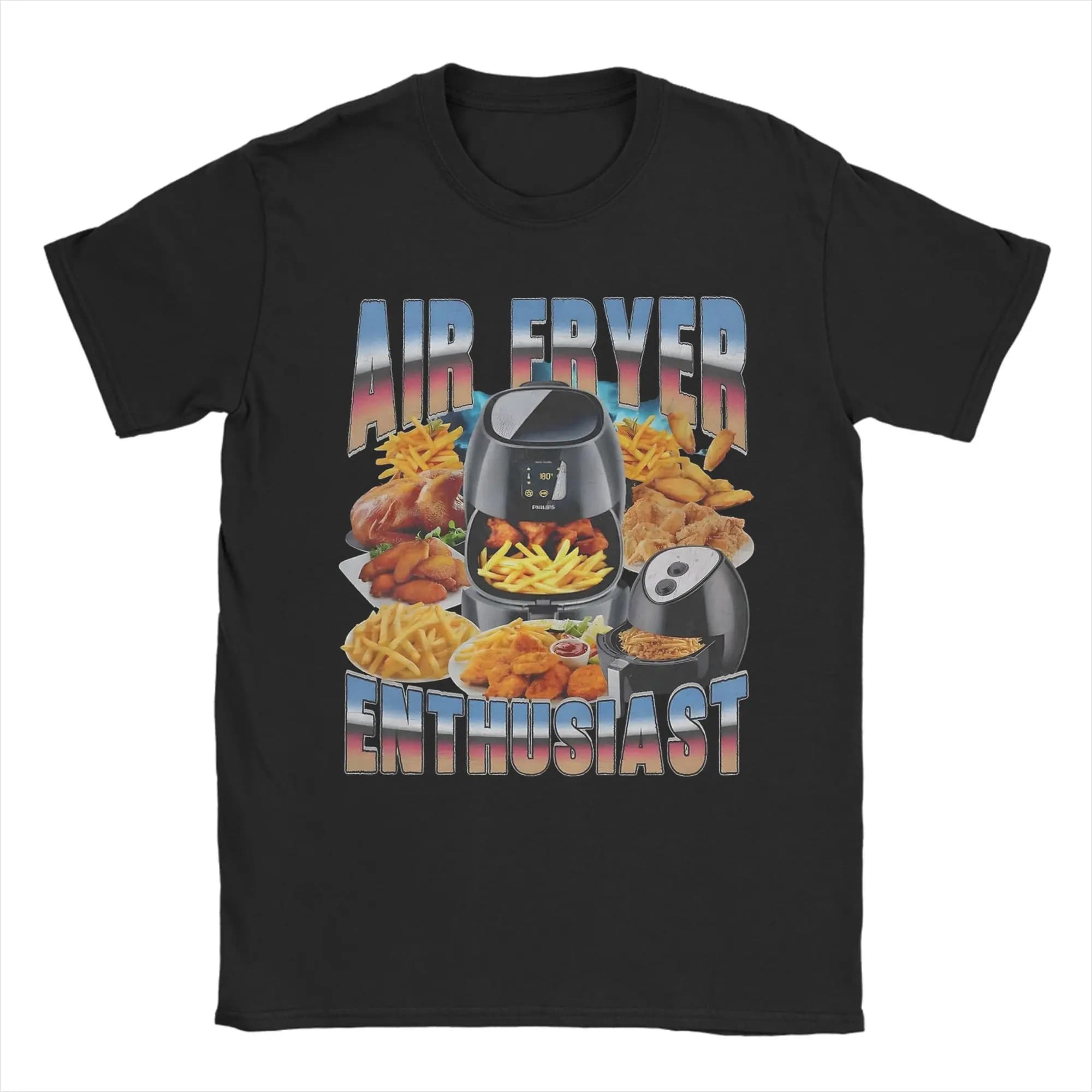 Air Fryer Enthusiast T-Shirt Men Crazy Cotton Tee Shirt Crewneck Short Sleeve T Shirt 4XL 5XL 6XL Tops