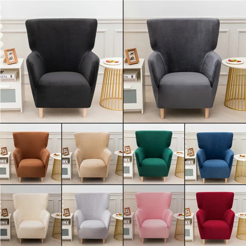 Elastic Club Armchair Slipcovers Silver Fox Velvet Soft Chair Cover Single Sofa Covers Home Counter Hotel