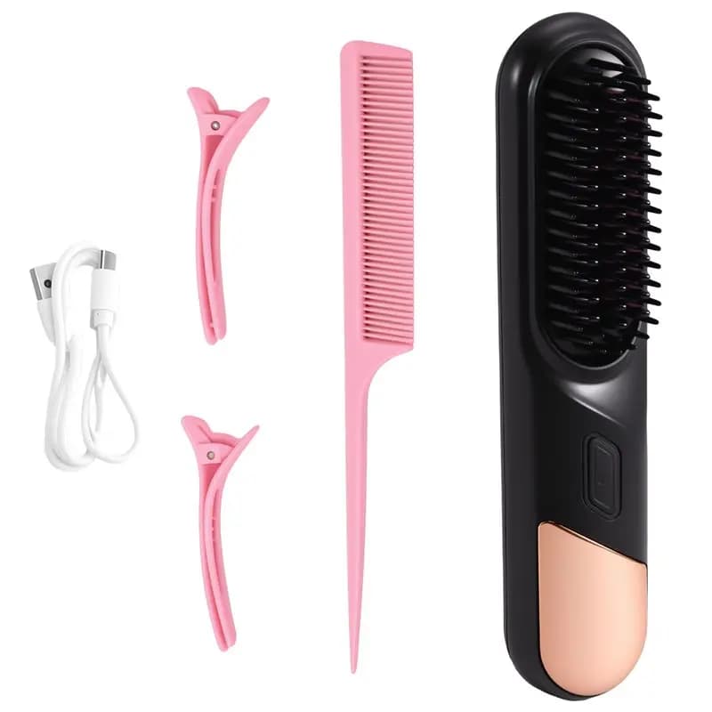 aCODICE aSpazzola Elettrica Multifunzione Senza Fili per Capelli, Piastra Lisciante Rapido, Pettine Caldo Wireless
