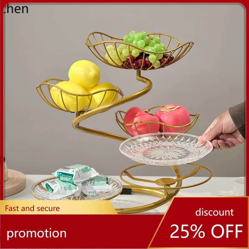 Vassoio portafrutta multistrato ZML per uso domestico nel soggiorno, frutta secca e snack sul tavolino, e design elegante.