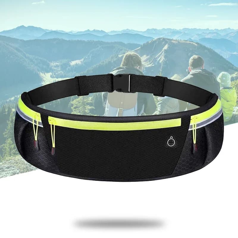 Sports Waist with Reflective Strip Waterproof Phone Cycling Fitness Race Jogging Marathon Wallet with Adjustable Waist Belt