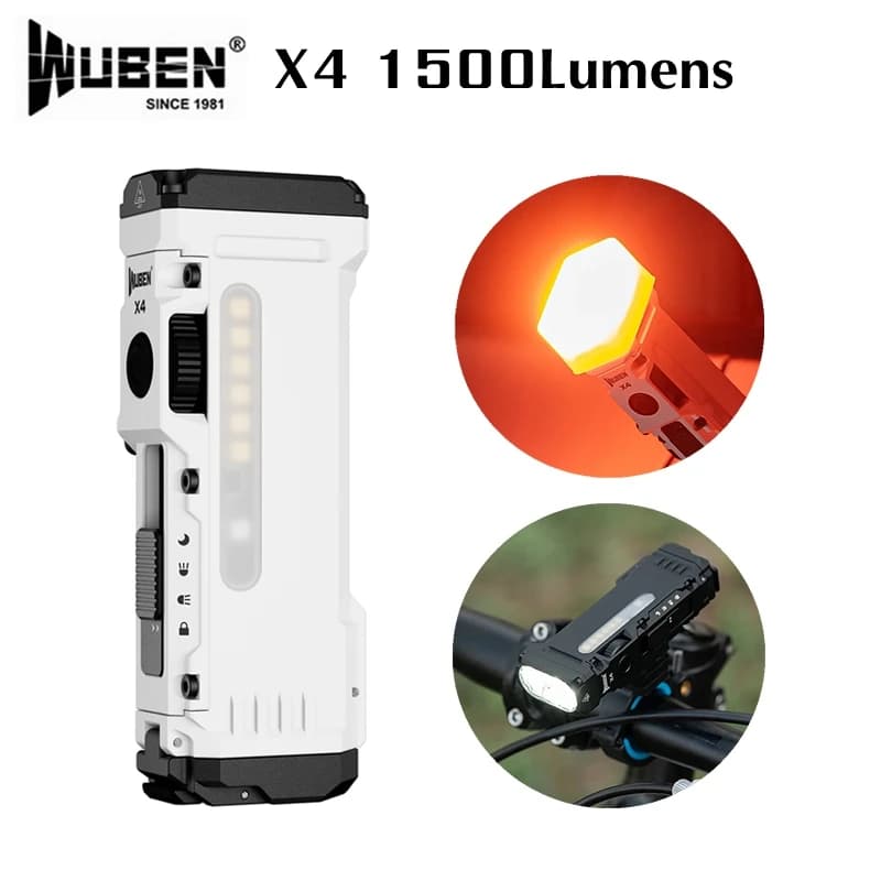 WUBEN X4 EDC Torcia ricaricabile 1500 lumen Torcia portatile multifunzionale impermeabile con luce RGB bianca con batteria 3400mAh