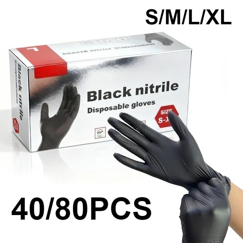 40/80PCS Nero Usa E Getta Nitrile Guanti Neri Guanti Da Cucina Per La Casa Da Tavola Auto Giardino Pet Strumenti di Lavaggio