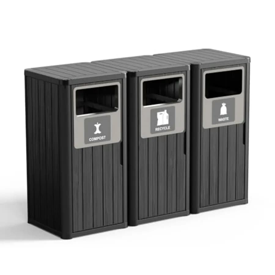 Bidone della Spazzatura Commerciale da 40 Galloni per Esterni, Contenitore per Rifiuti in Resina Resistente alle Intemperie, Nero, Durevole e Leggero per Ristoranti, Cucine, Uffici, Scuole