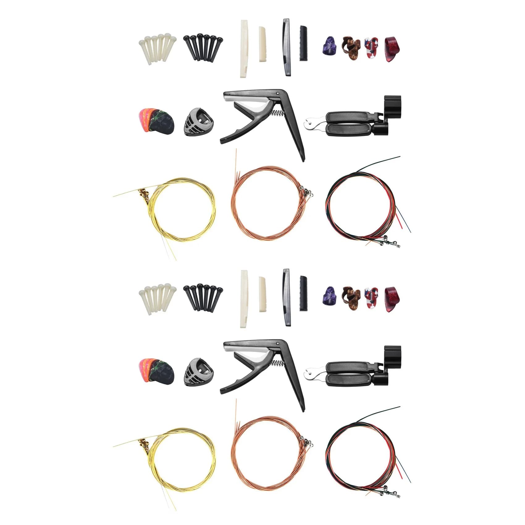 ABUE-68PCS Guitar Kit Including Guitar Picks,3 In 1String Winder,Bridge Pins,6 String Bone Bridge Saddle & Nut,Finger Picks