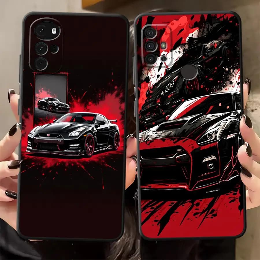 Case for Motorola Moto G22 Edge40 G51 G73 G32 Edge 20 Pro 30 Lite G52 G71 G50 G60s G53 G30 Phone Cover Black Cool Car