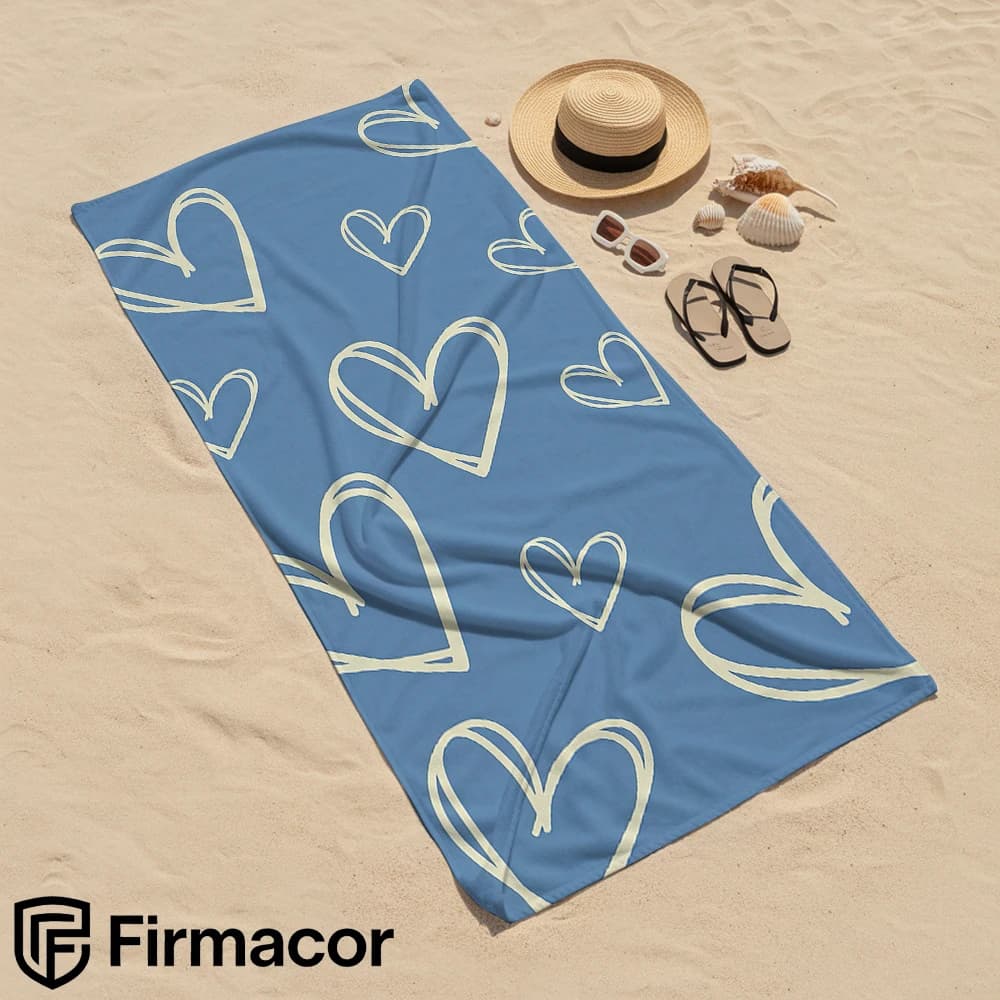 Sketch Blue Heart Cartoon Anime Beach Towel Microfiber Quick Dry Super Absorbent Soft Bath Towel for Kids Adults Travel