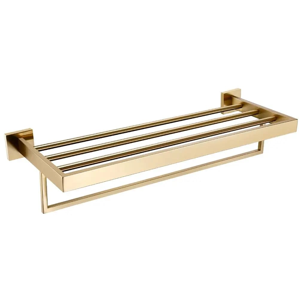 Set di Accessori Bagno Oro Spazzolato da Parete: Porta Carta Igienica, Porta Asciugamani, Appendiabiti in Acciaio Inox, Kit 560mm, Personalizzabile