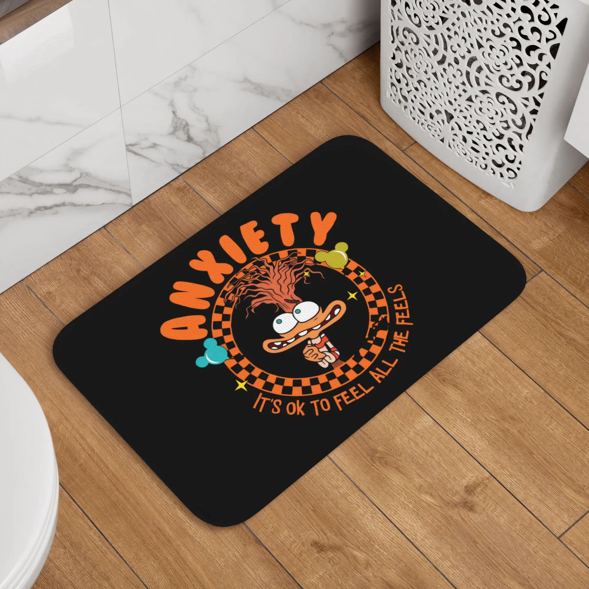 Tappetino Personalizzato Anti-Ansia con Disegno Cartoon, Antiscivolo per Bagno, Cucina, Ingresso e Toilette