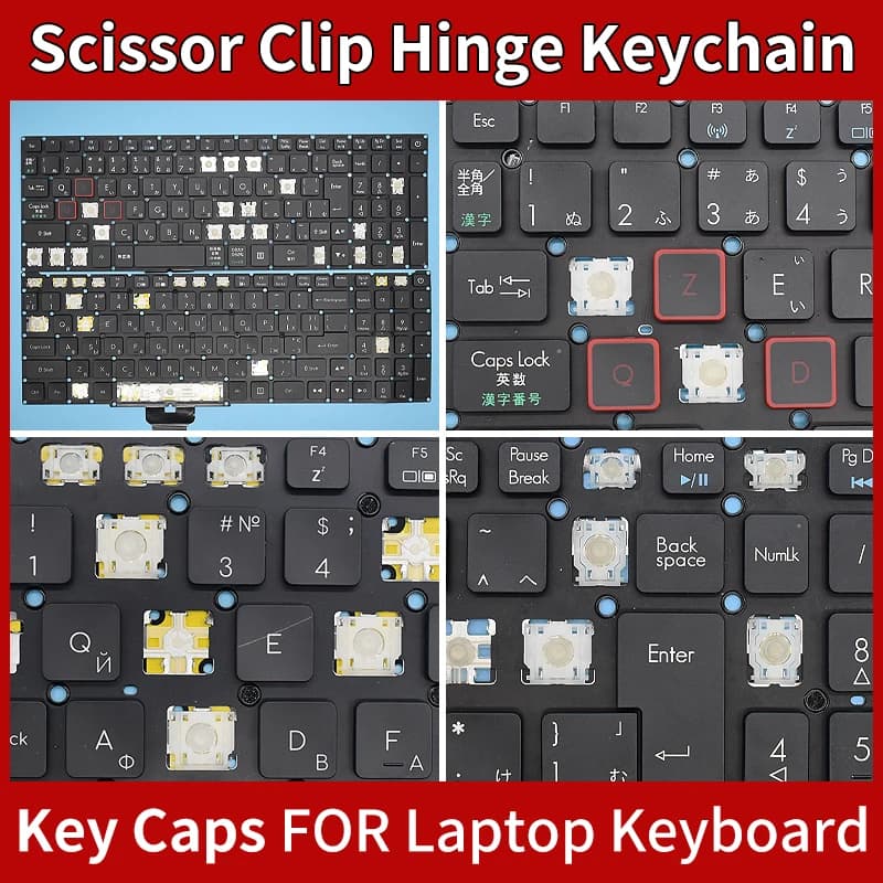 Copritasti di ricambio Cerniera a clip a forbice per Acer Predator Helios 300 G3-571 G3-572 PH315-51 PH317-51 PH317-52 Portachiavi tastiera