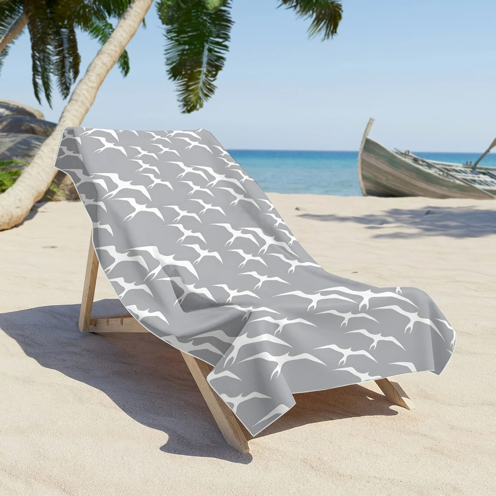 Telo mare 1 pezzo - Microfibra resistente alla sabbia ad asciugatura rapida con stampa costiera Iwa Bird, ideale per viaggi, piscina, campeggio - Poliestere