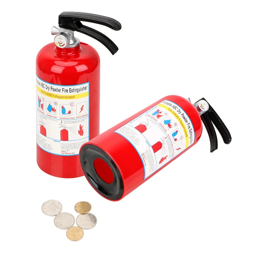 Salvadanaio estintore Regalo di compleanno per bambini Salvadanaio creativo per monete Scatola per risparmiare denaro Decorazioni per la casa