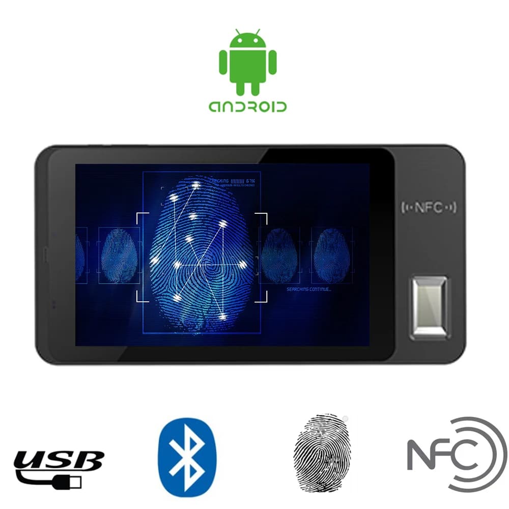 Tablet per impronte digitali Android11 da 7 pollici con lettore di schede NFC GPS Web Cloud Presence Lettore di impronte digitali Android