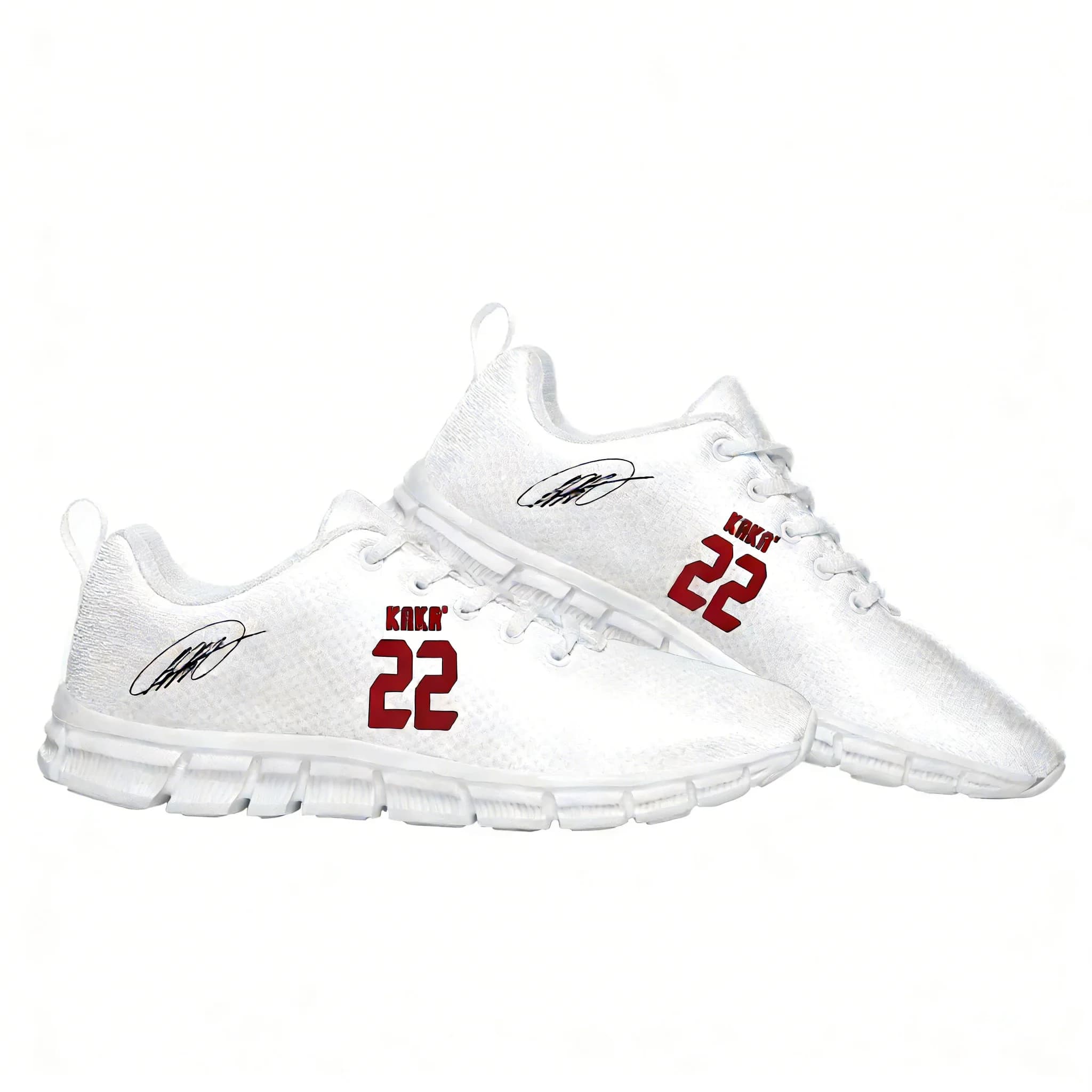 Kaka No.22 Scarpe sportive da uomo, donna, adolescente, bambino, scarpe da ginnastica, scarpe da calcio della stella brasiliana, scarpe casual personalizzate per coppia, bianche