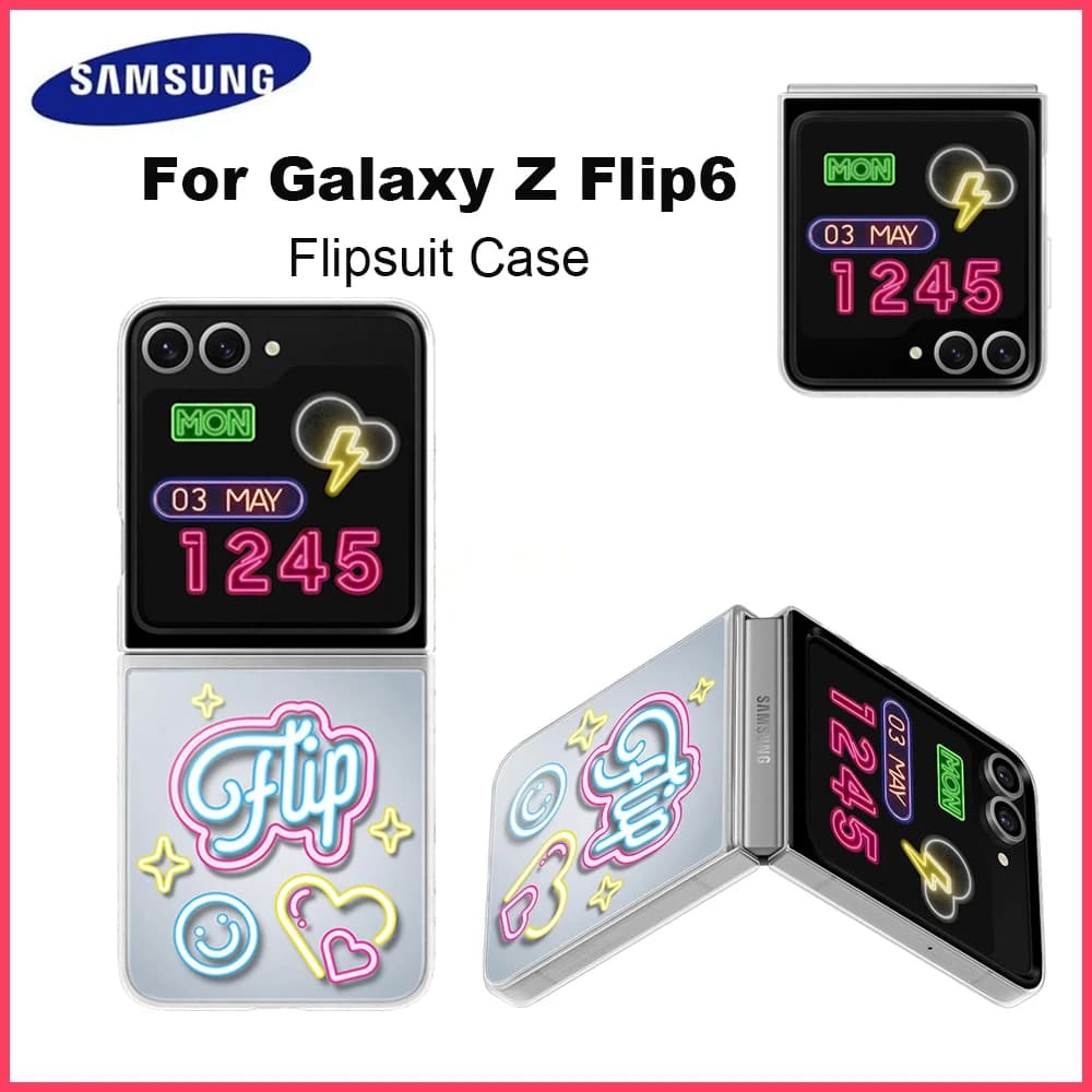 Originale per Samsung Galaxy Z Flip6 | Custodia Z Flip7 FE Flipsuit con LED bianca trasparente per smartphone EF-ZF741