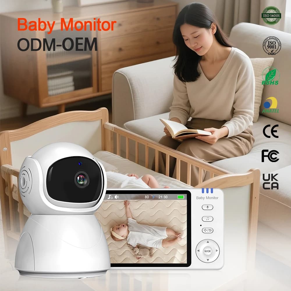 Baby Monitor Wireless 2.4GHz FHSS con Comunicazione Audio Bidirezionale, Visione Notturna 720P, Batteria Ricaricabile per Animali Domestici/Bambini