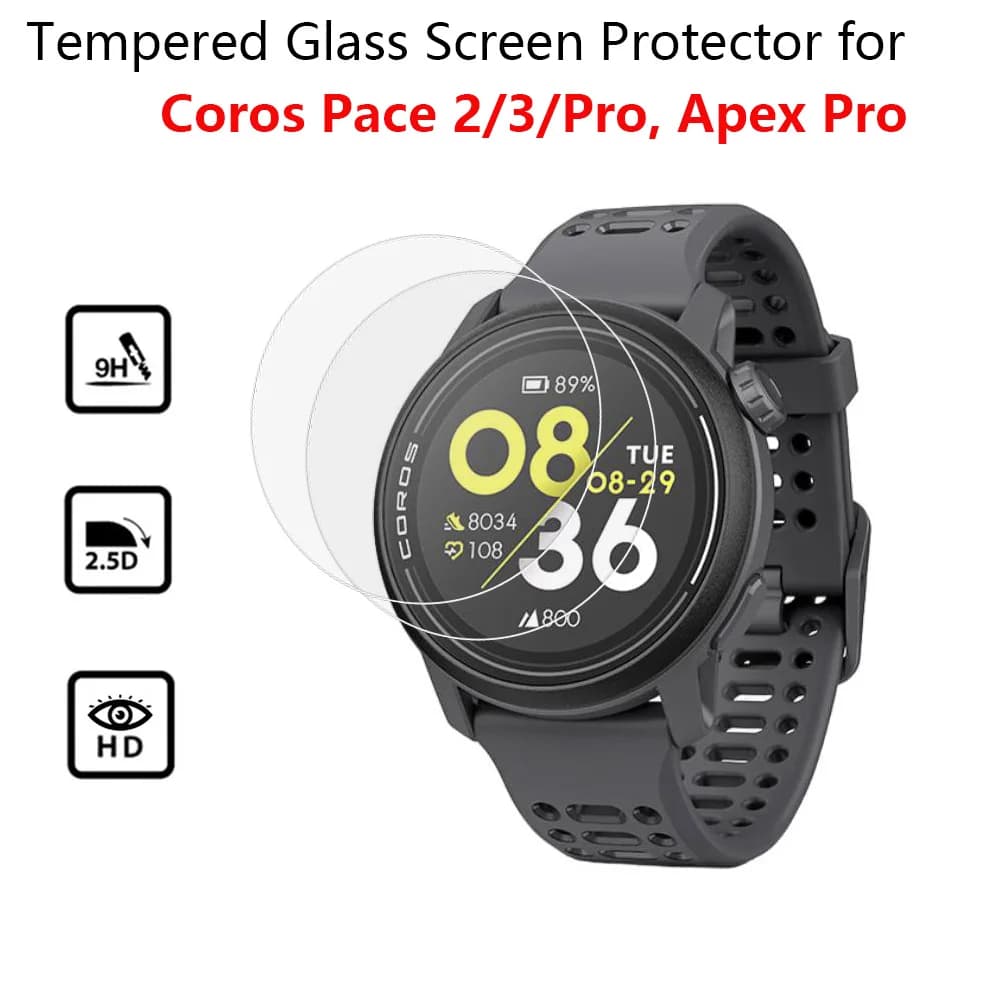 2 pezzi protezione schermo per Coros Pace 3 2 Pro Sport Watch Apex Pro 2Pro 42mm 46mm vetro temperato durezza 9H pellicola protettiva HD