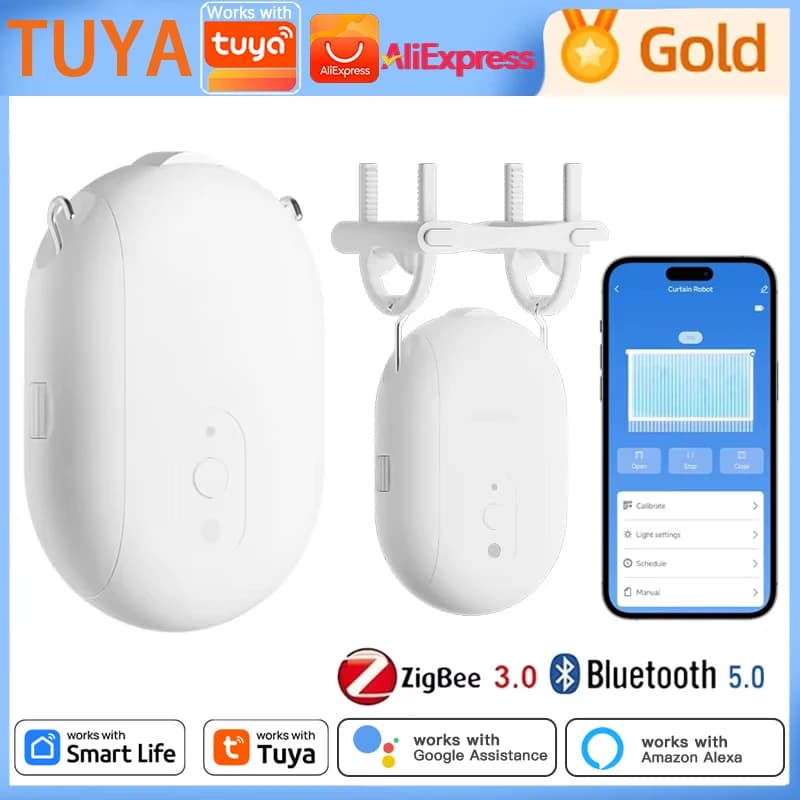 Motore per tende robot Tuya con ganci Bluetooth/Zigbee Robot spingitore per tende intelligente Robot per tende ferroviarie Tuya Supporto per controllo vocale