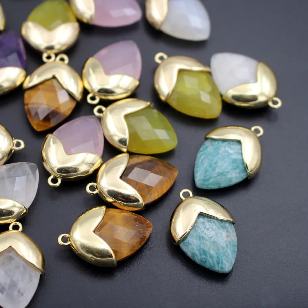 6 pezzi 25x18mm colori sfaccettati pietra naturale gocce punto pendenti con ciondoli fai da te per le donne orecchini dichiarazione collana a catena artigianato