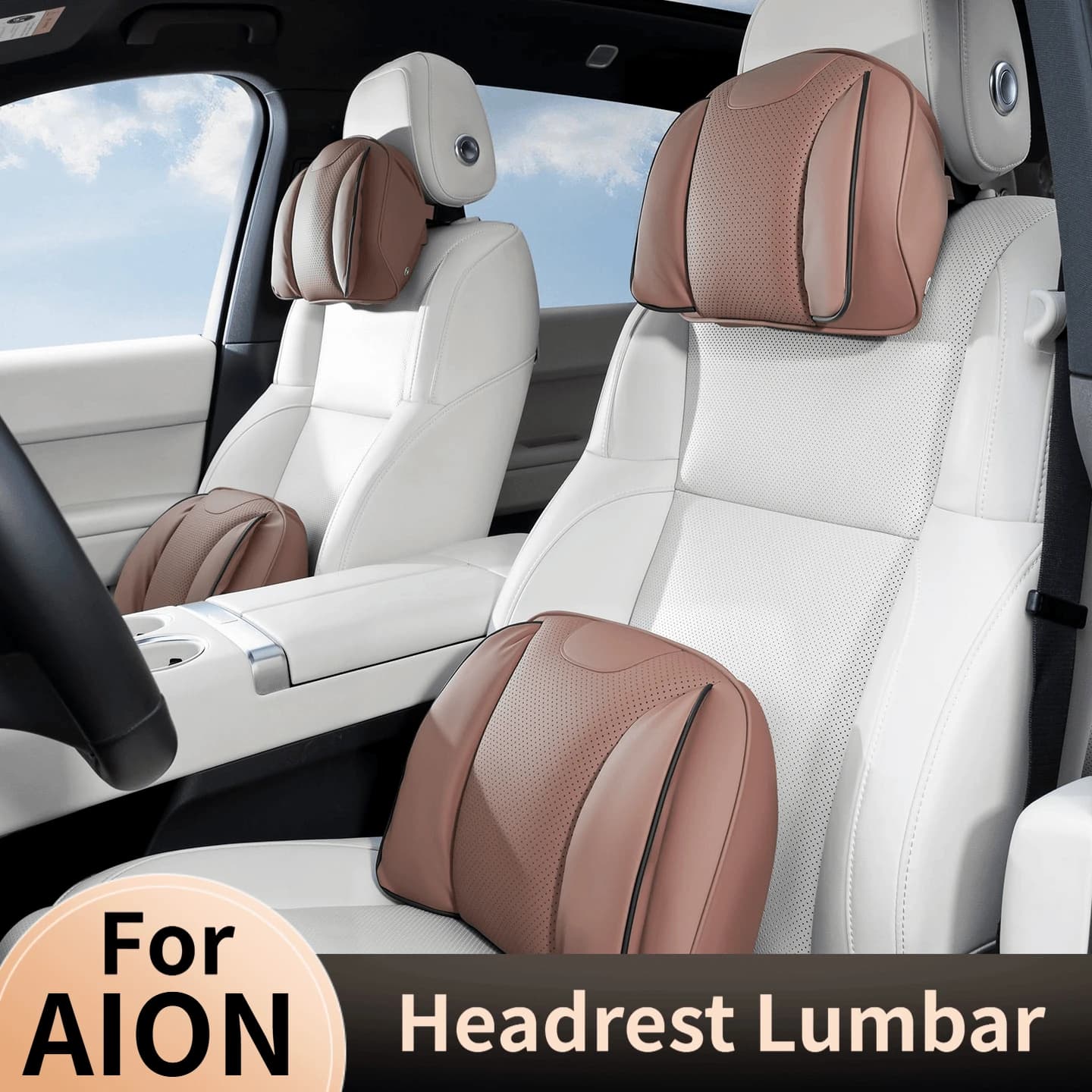 Leather Headrest Lumbar Support Set for AION UT AION V ES YP HYPTEC HT Comfort Car Neck Pillows Waist Pillow Car Accessories