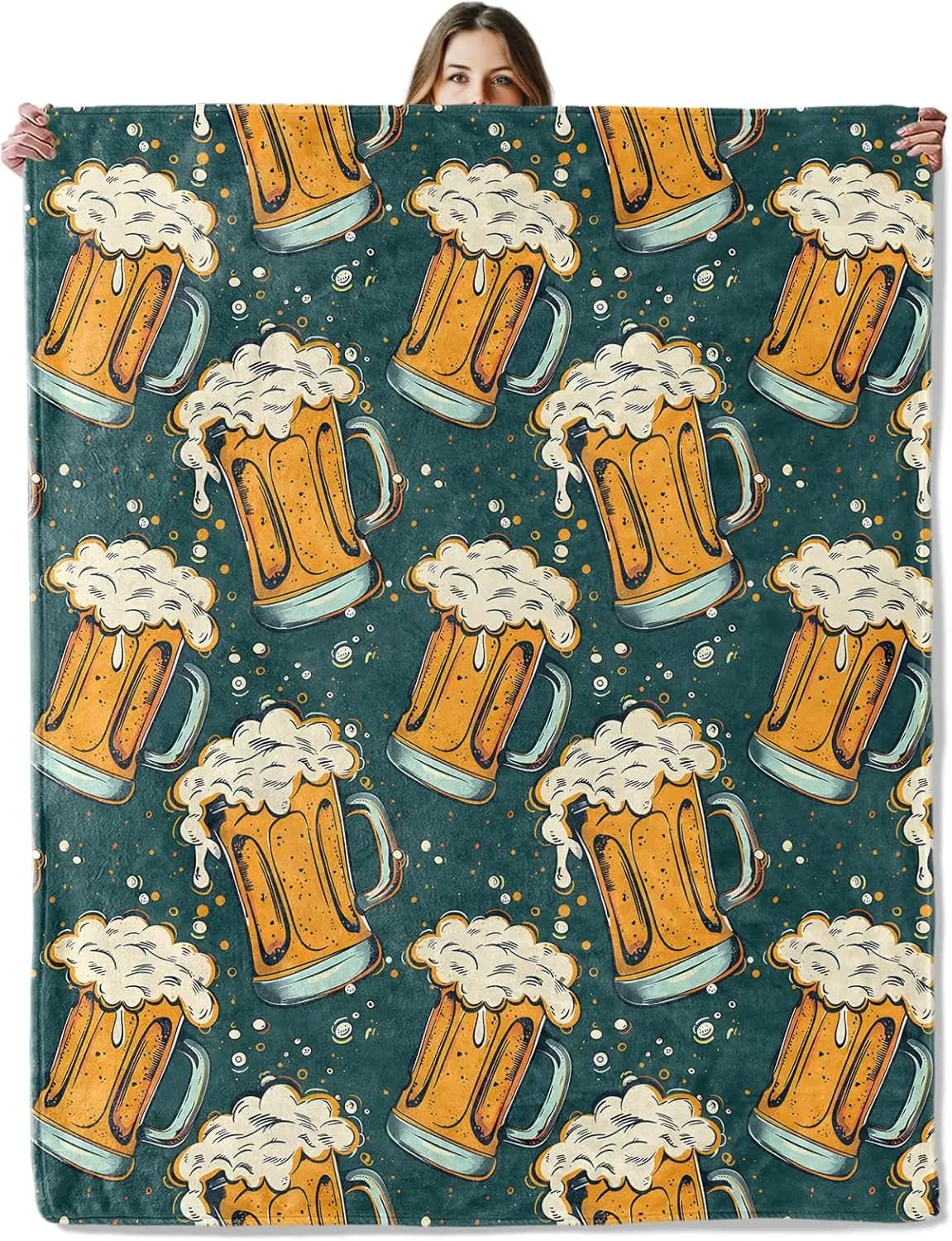 Coperta da lancio per tazza di birra per ragazze, ragazzi, bambini, adulti, accogliente coperta di flanella per camera da letto, campeggio, divano, arredamento della stanza, regali caldi e morbidi