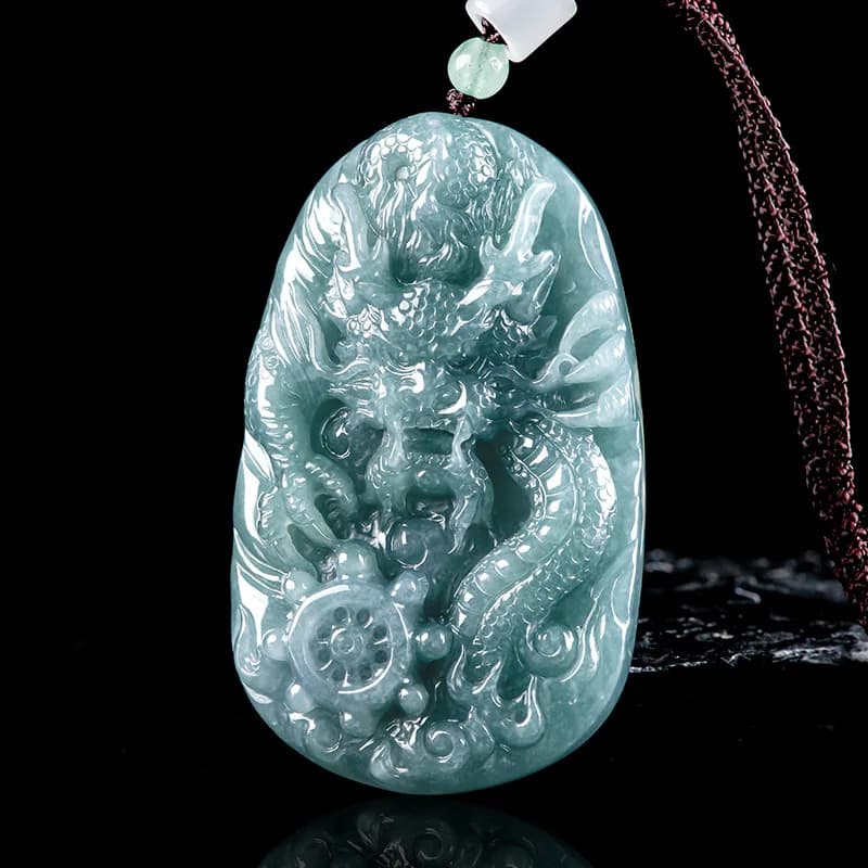Burmese Jadeite Dragon Pendant Necklace Burmese Jade Stone Fashion Accessories Designer Charm Carved Amulet Luxury