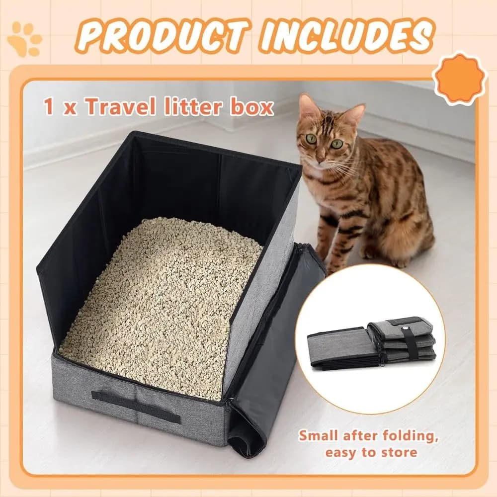 Lettiera per gatti pieghevole da viaggio Lettiera da viaggio resistente all'acqua a prova di perdite Lettiera per gattini Viaggio in aereo