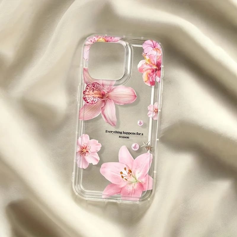 Custodia per telefono alla moda con motivo floreale rosa rosmarino, adatta per iPhone 17 16 15 14 13 12 11 Pro/Max/Plus, anti-caduta e anti-urto