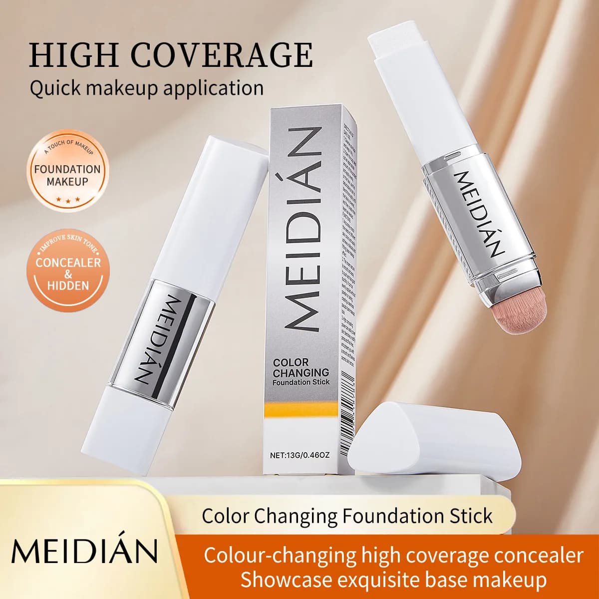 Lazy stick foundation, moisturizing and natural concealer makeup, opaque makeup base, rare beauty, keeps makeup and sweat