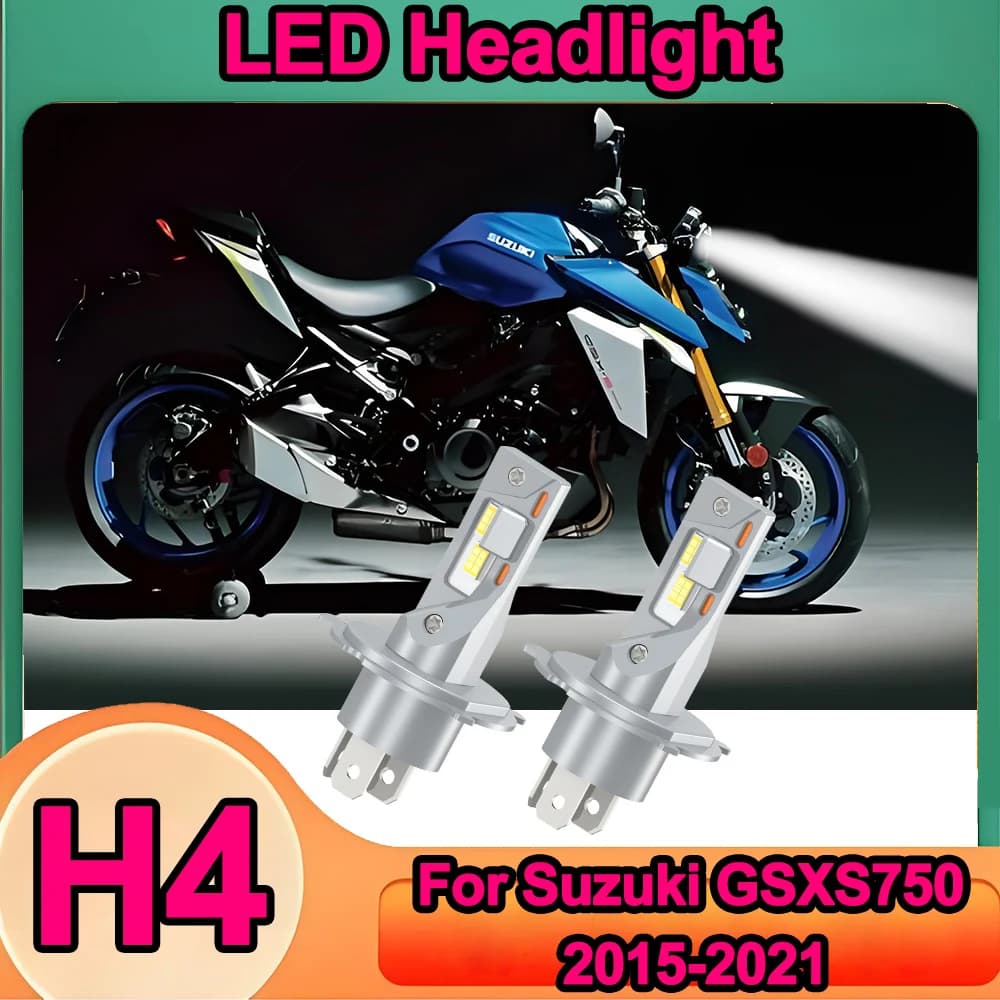 1/2 Pezzi Lampadina LED H4 Canbus per Faro Moto, Luce Alta/Bassa, 30000LM Super Luminosa per Suzuki GSXS750 2015-2021, Plug and Play