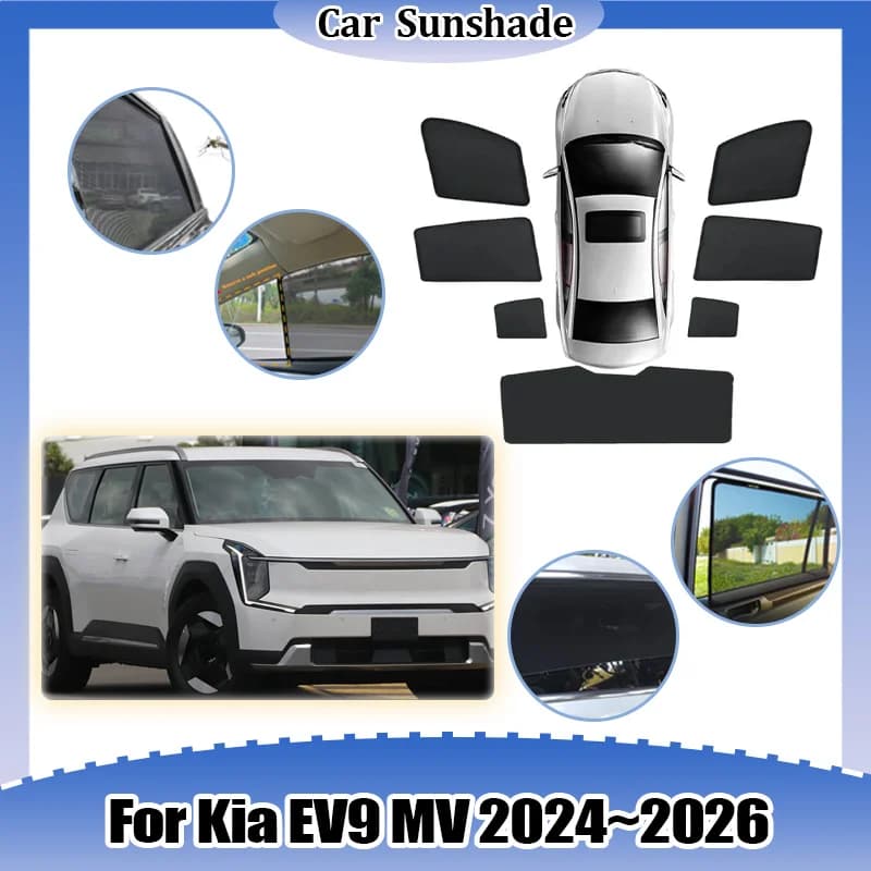 Parasole in Rete per Kia EV9 MV 2024 2025 2026, Protezione UV per Parabrezza e Finestrini, Tenda Privacy Anti-Zanzare, Accessori