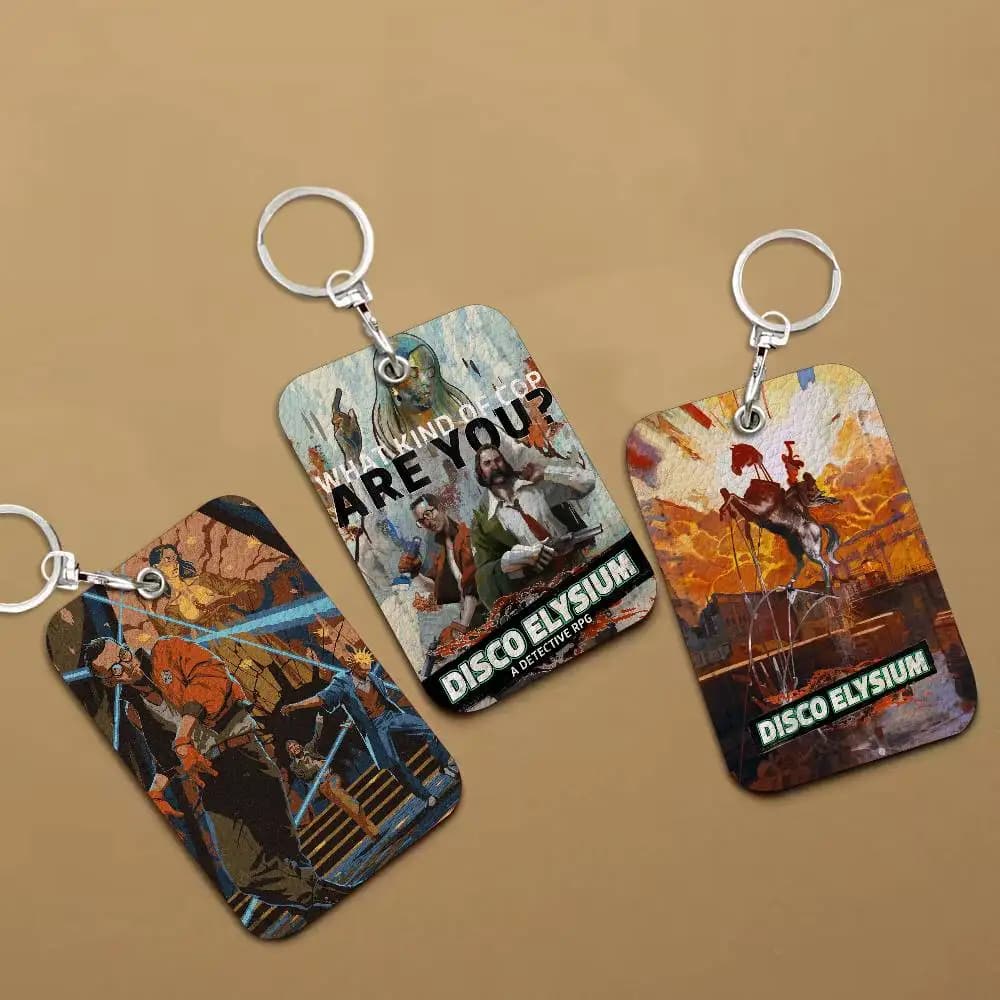 Portacarte in Pelle Moderno D-Disco Elysium Hot Video Game con Portachiavi, Affidabile Custodia per Tessere di Autobus e Metropolitana