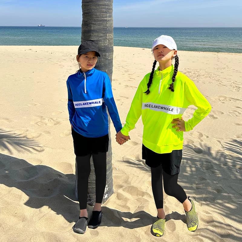Tre pezzi manica lunga Neon Cover Up costumi da bagno coreano Beach Wear bambini ragazze ragazzi costumi da bagno Rash Guard costumi da bagno pantaloncini pantaloni