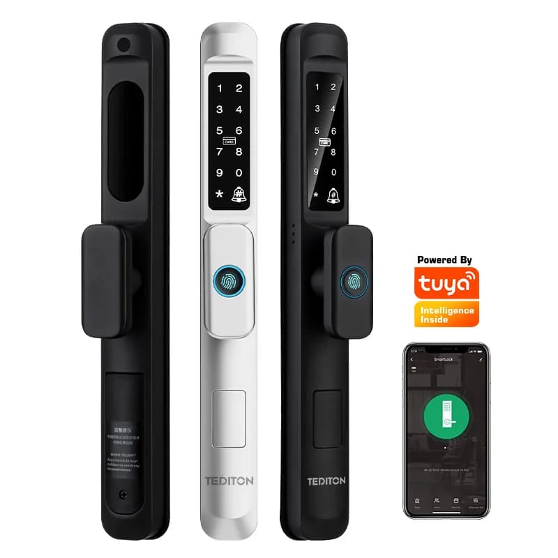 Serratura intelligente elettronica digitale esterna impermeabile con impronta digitale Serratura per porta scorrevole in vetro a doppia faccia in acciaio alluminio
