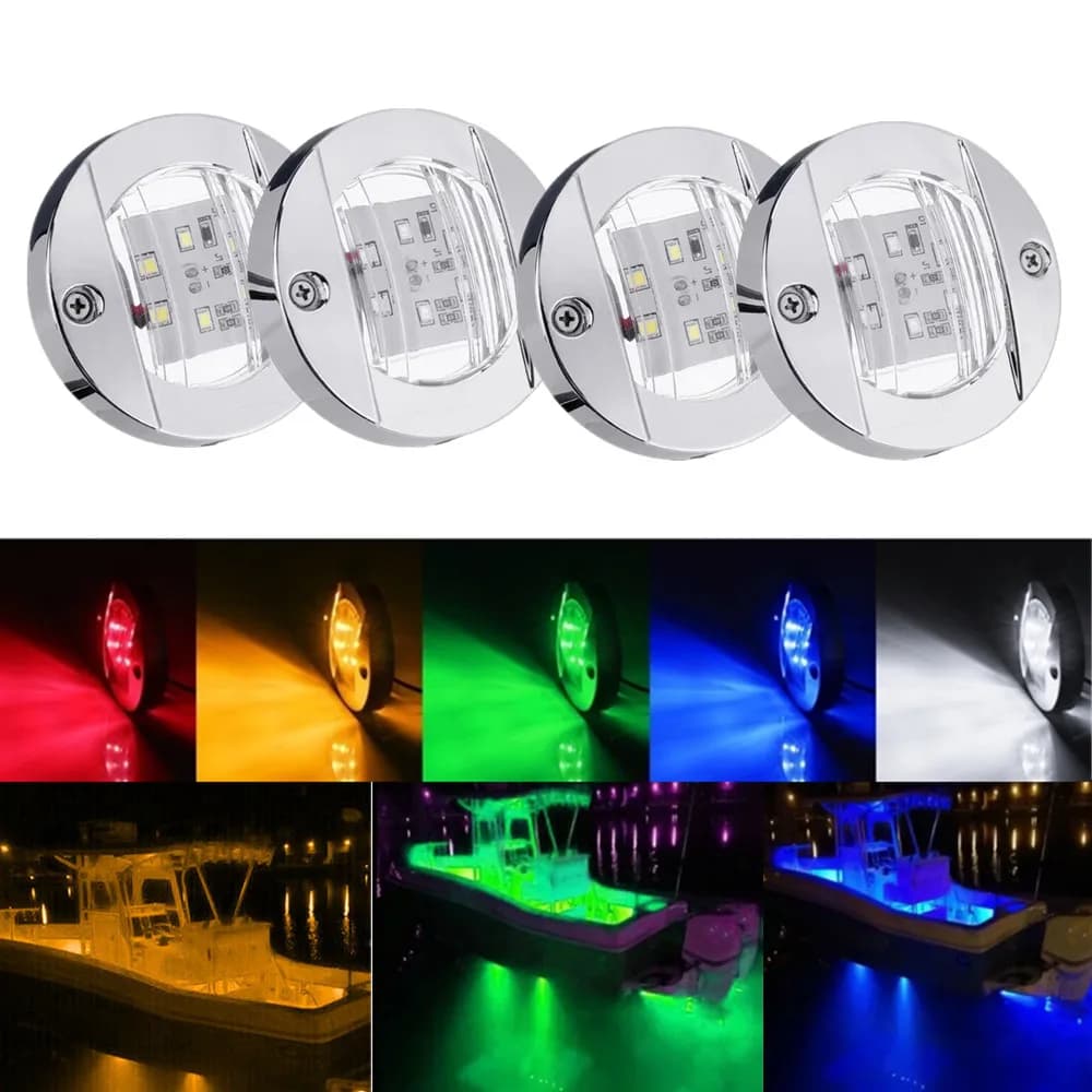 4PCSc Barca Marine Interno Luce di poppa Luce di navigazione LED Ancora Barca a vela DC 12V Barca 6 LED Yacht Specchio di posizione