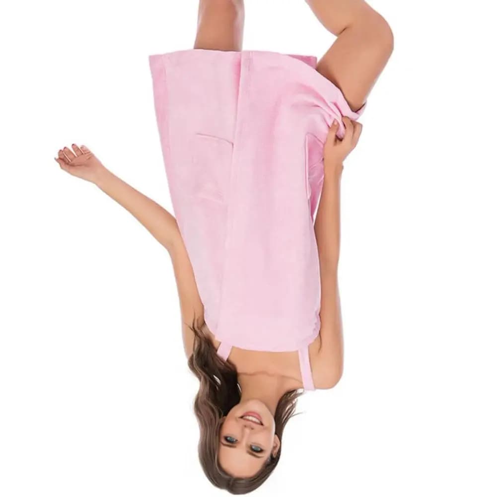Accappatoio da doccia avvolgente da donna 2026 con cinghie e tasche, chiusura regolabile, con fascia per il viso, 80% spugna