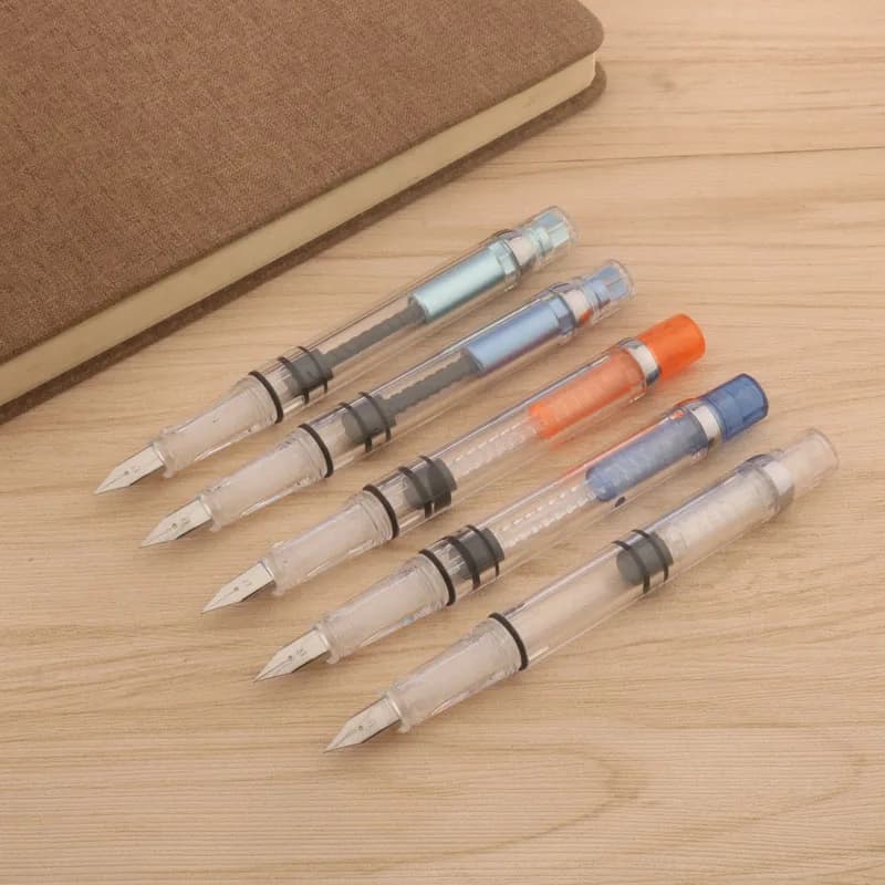 1PC Piston Pen Fountain Pen Large Capacity Fashion EF Classic Transparent Colorful Stationery Office School Supplies