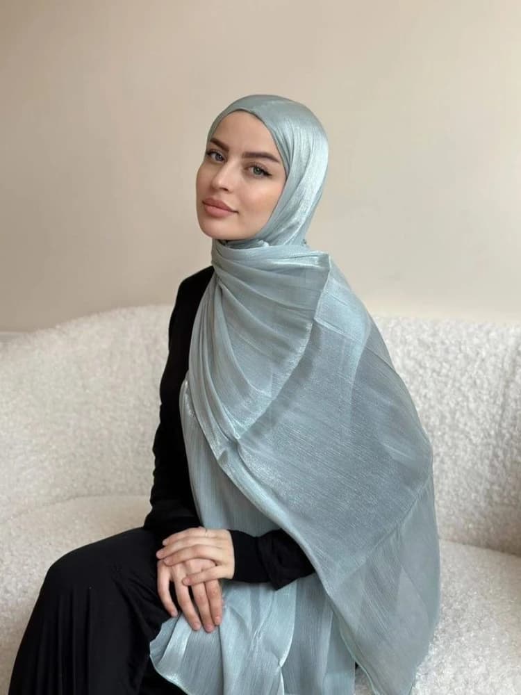 Sciarpa Hijab in organza di seta Aura Hijab in chiffon per donna Scialle lungo traspirante Turbante Avvolgente per la testa per le donne Moda musulmana Voile