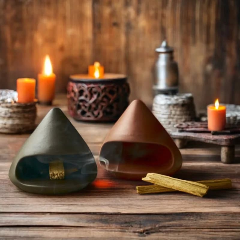 Ceramic Incense Burner Holder Cone‑shaped Home Desktop Decoration for Scented Stick Storage