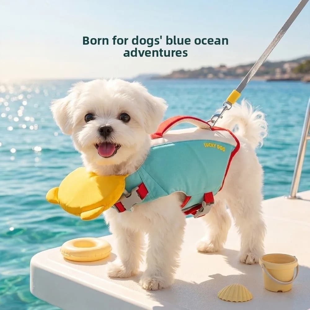 Strong Buoyancy Dog Life Jacket Adjustable Waterproof Pet Life Vest Quick Drying Breathable Dog Life Preserver Boating