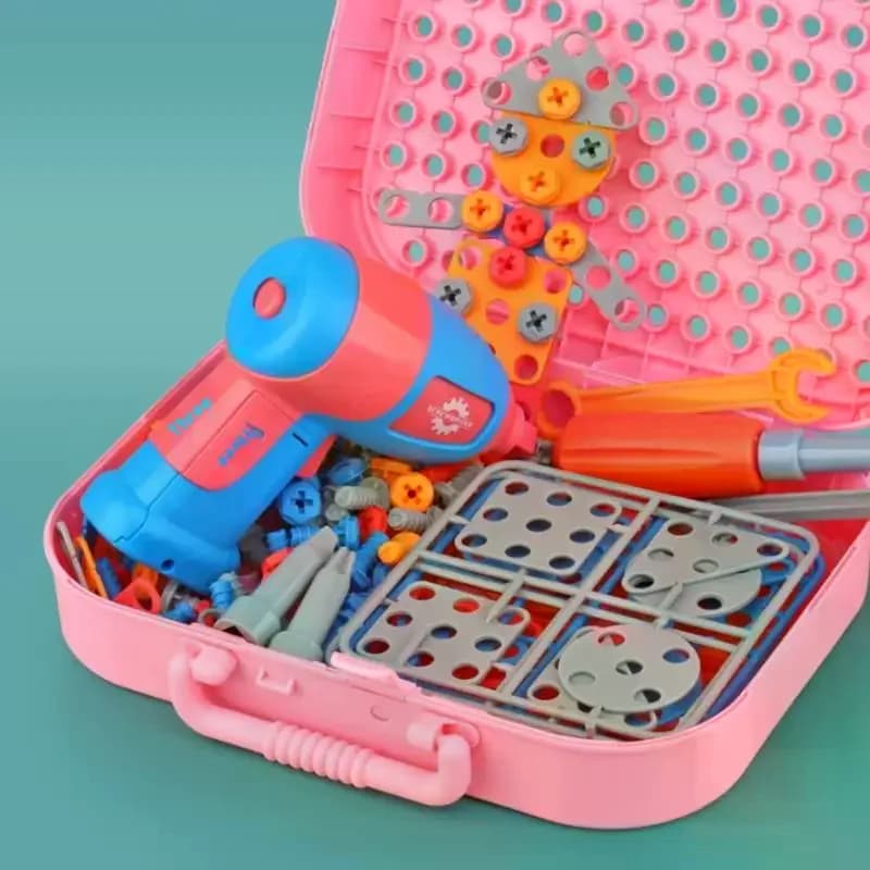 1 Set Trapano elettrico Vite Dado Puzzle 3D Giocattolo Giocattoli per bambini Kit di attrezzi Fai finta di giocare Dinosauro Foratura Assemblaggio Giocattoli educativi
