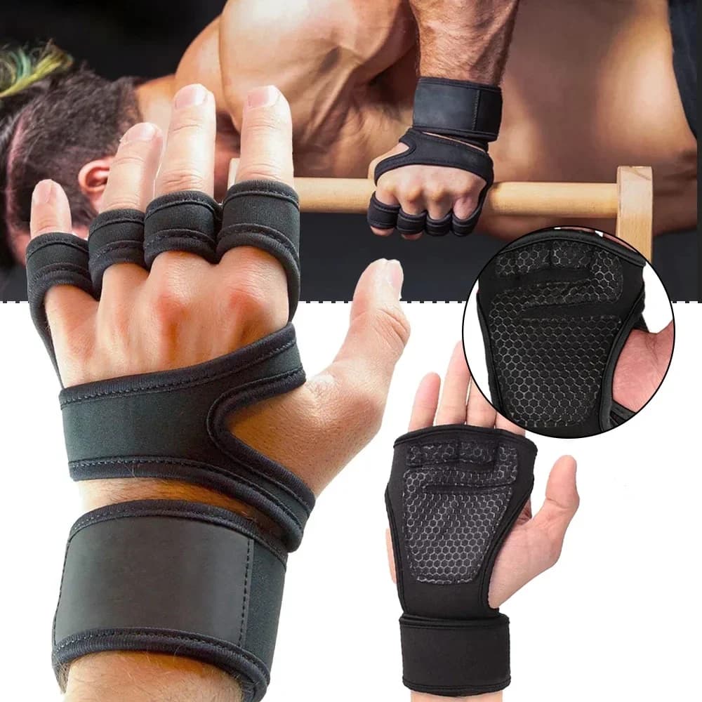 Weight Training Gloves with Half Fins for Men Women Fitness Sport Protective Gloves for Wrist Palm Cycling Gloves for Gym Neri