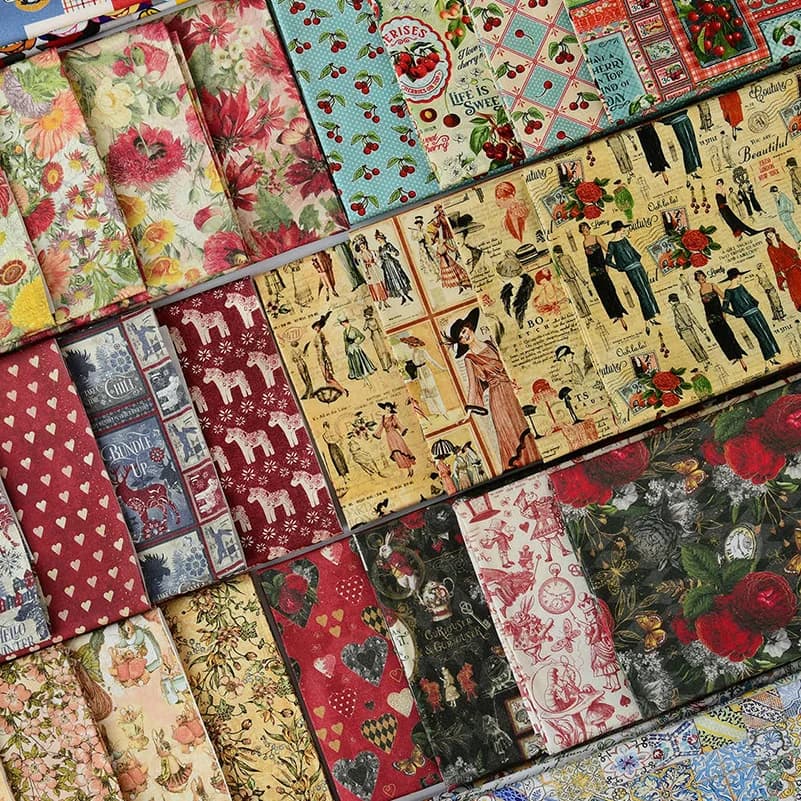 Vintage Retro Fabric Newspaper Cherry Floral Elk Fashion for DIY Handmade Sewing Clothes Dresses by Half Meter